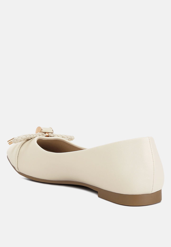 moi metallic embellished flat ballerinas by ruw#color_ivory