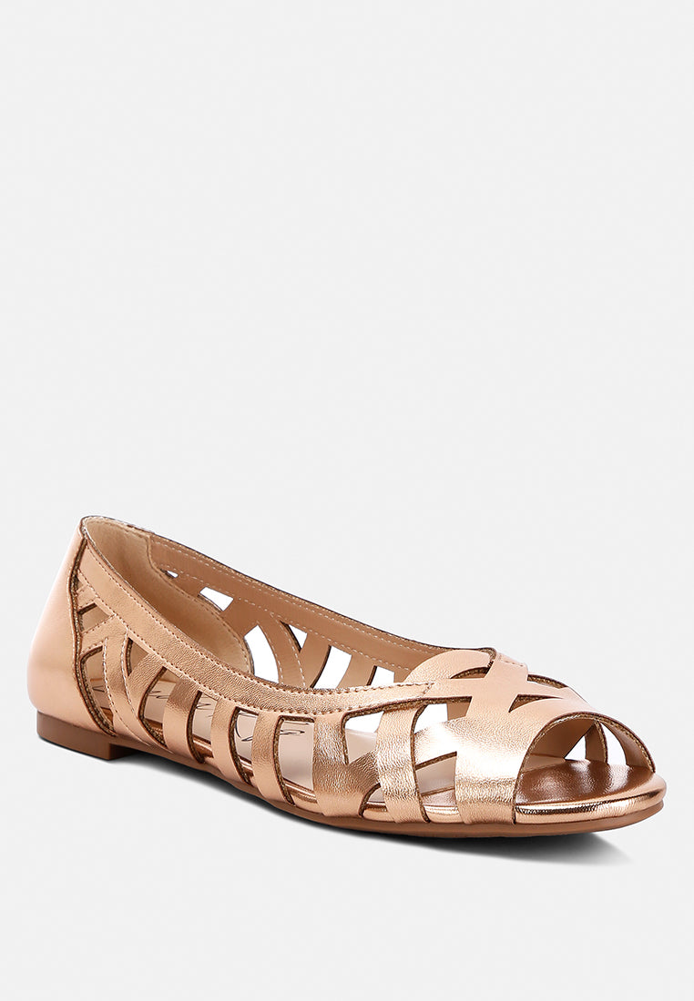 woven peep toe flats by ruw#color_rose-gold