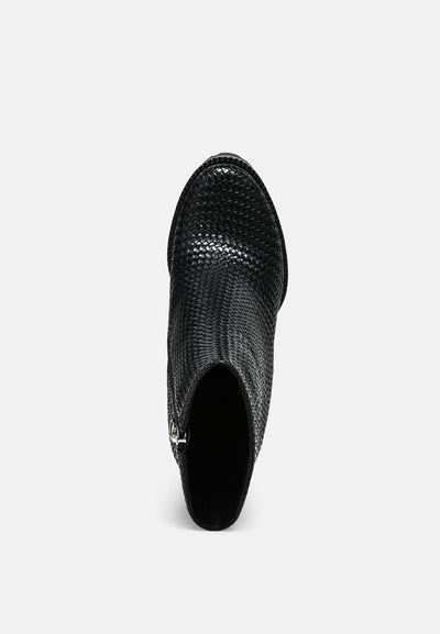 moleski solid textured block heeled boot#color_black