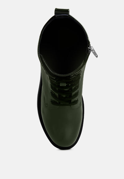 molsh faux leather ankle biker boots#color_dark-green