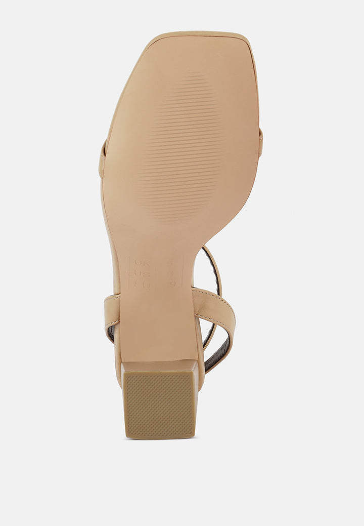 mooncut ankle strap block heel sandals#color_nude