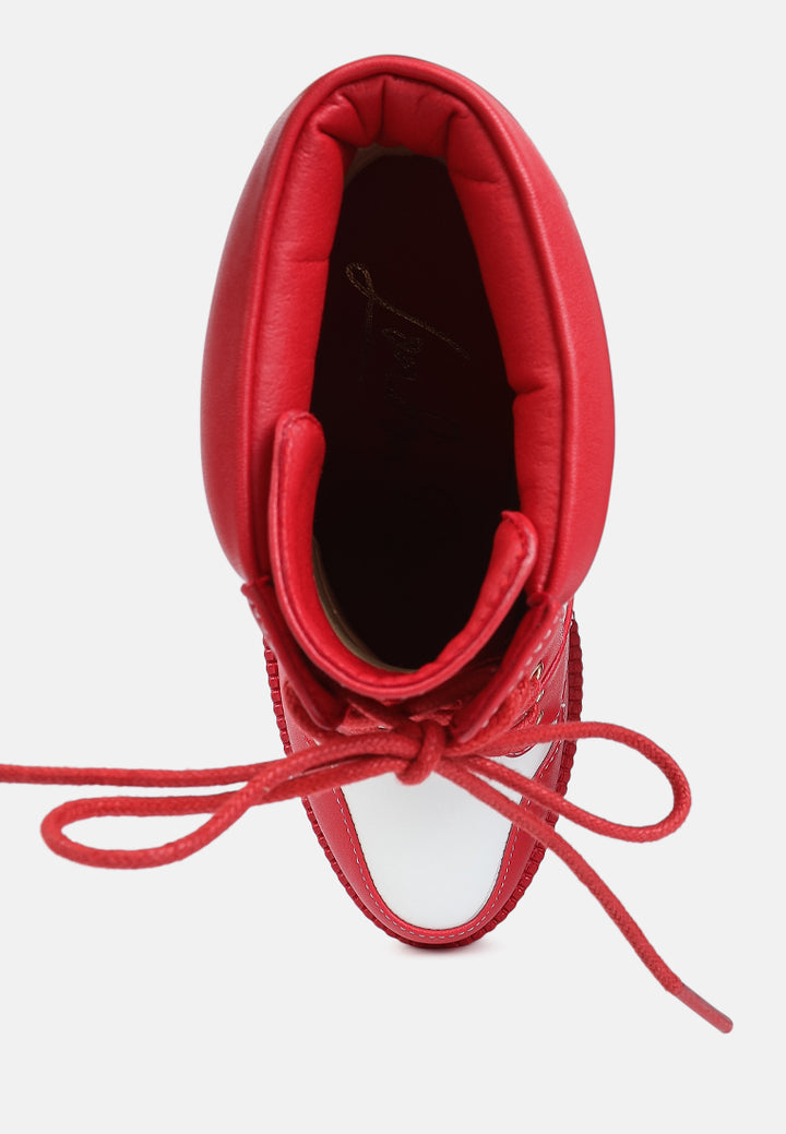 moos block heel lace up boots#color_red