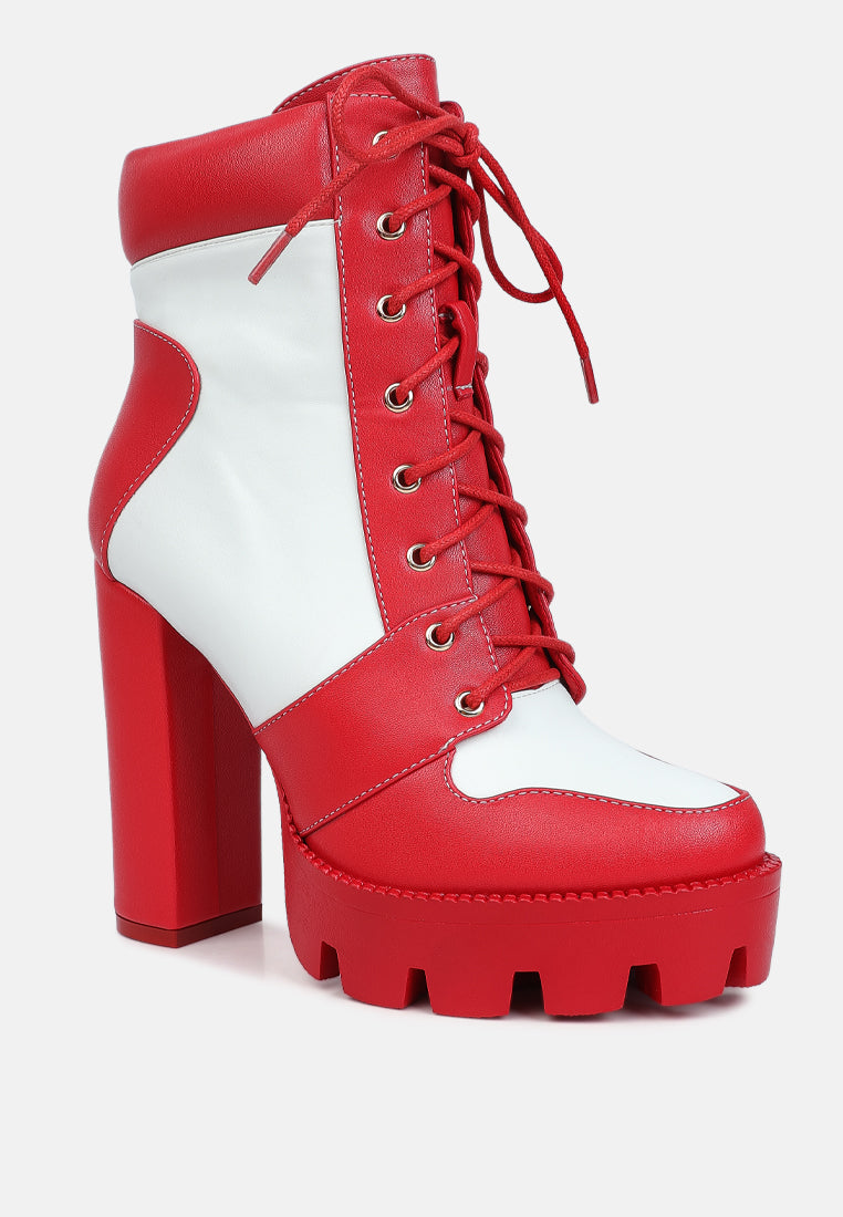 moos block heel lace up boots#color_red