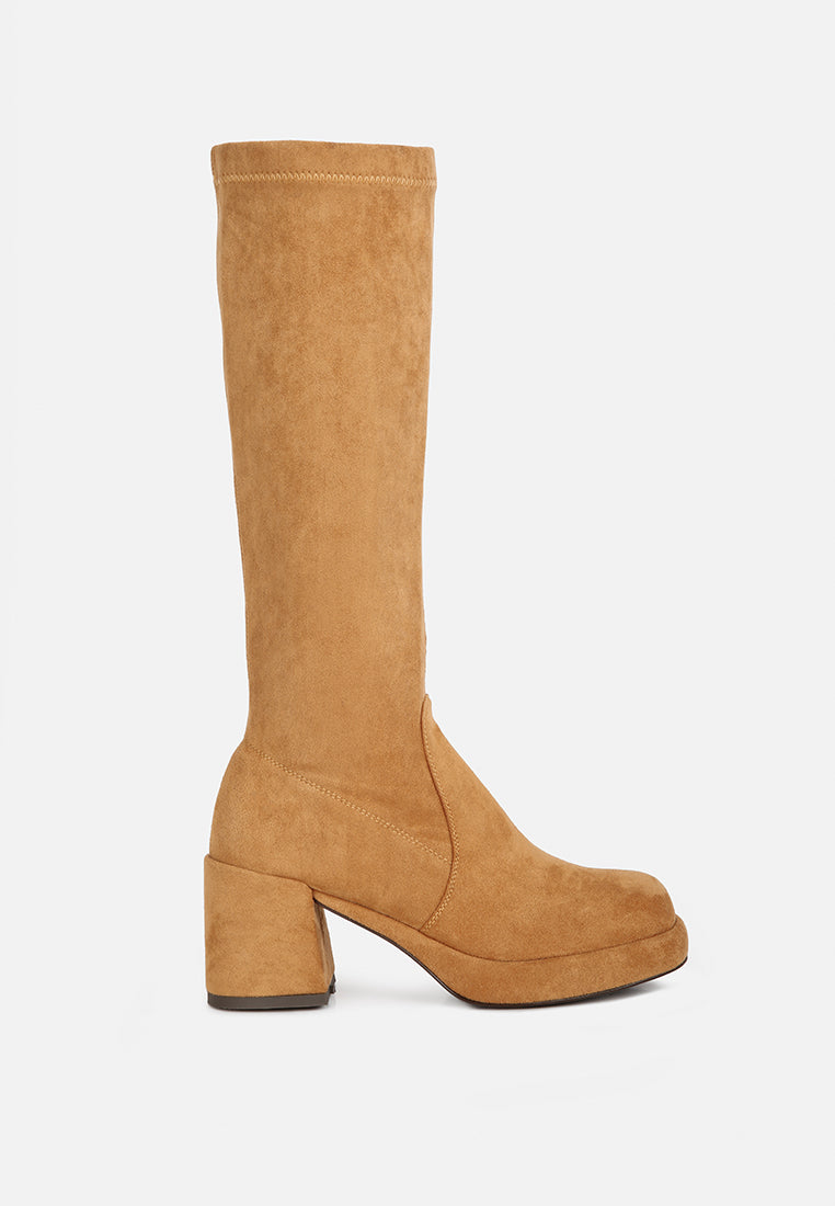 morpin stretch suede calf boots#color_tan