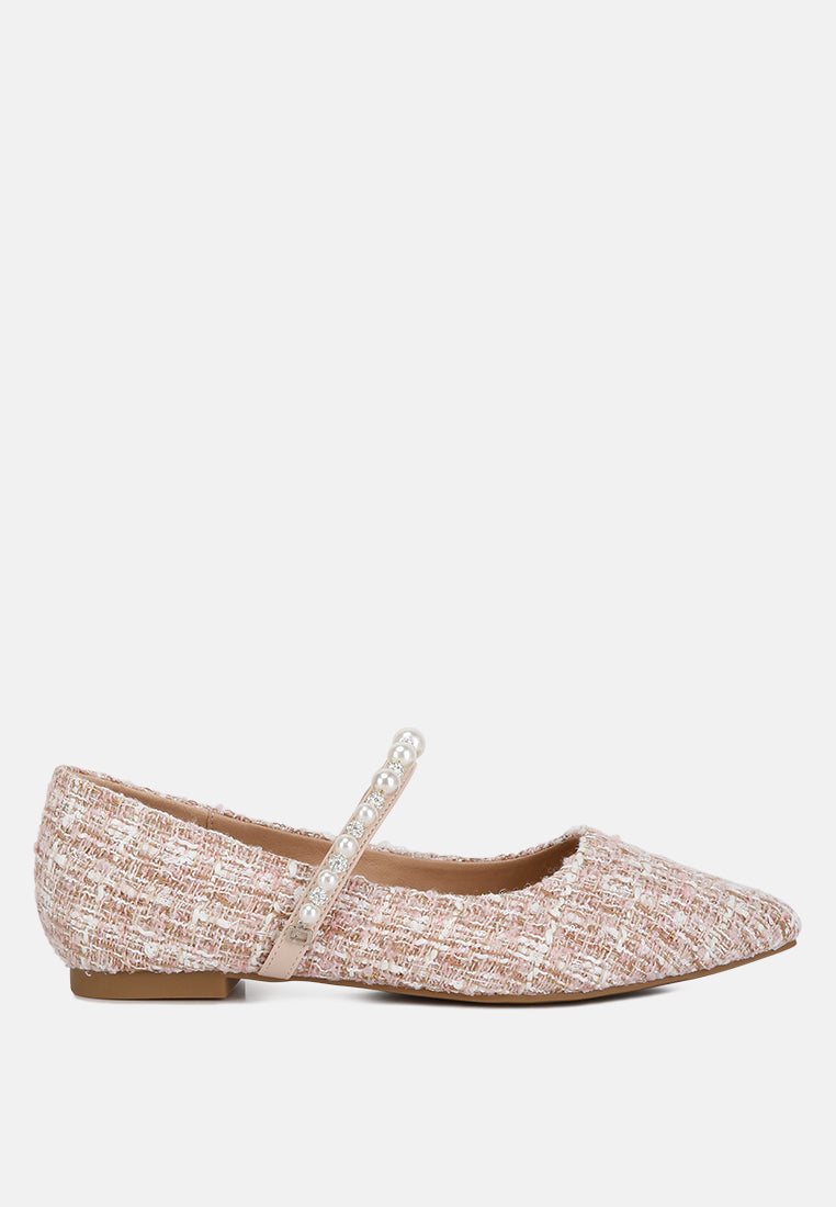 mowie tweed mary jane ballet flats#color_blush