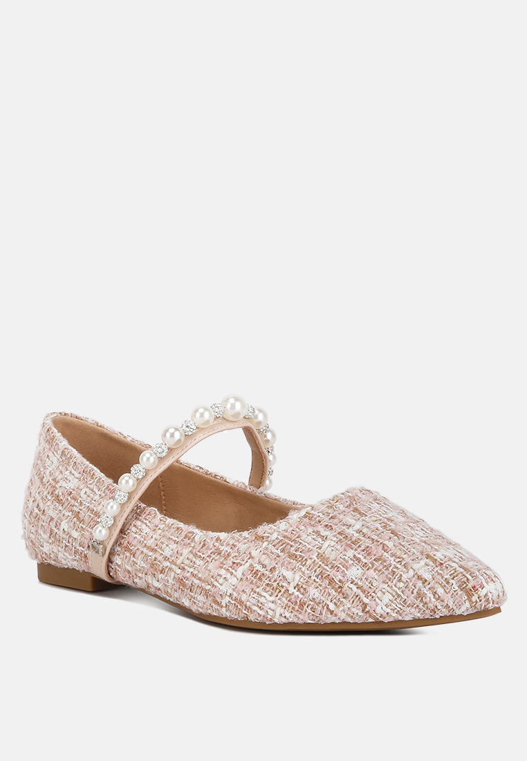 mowie tweed mary jane ballet flats#color_blush