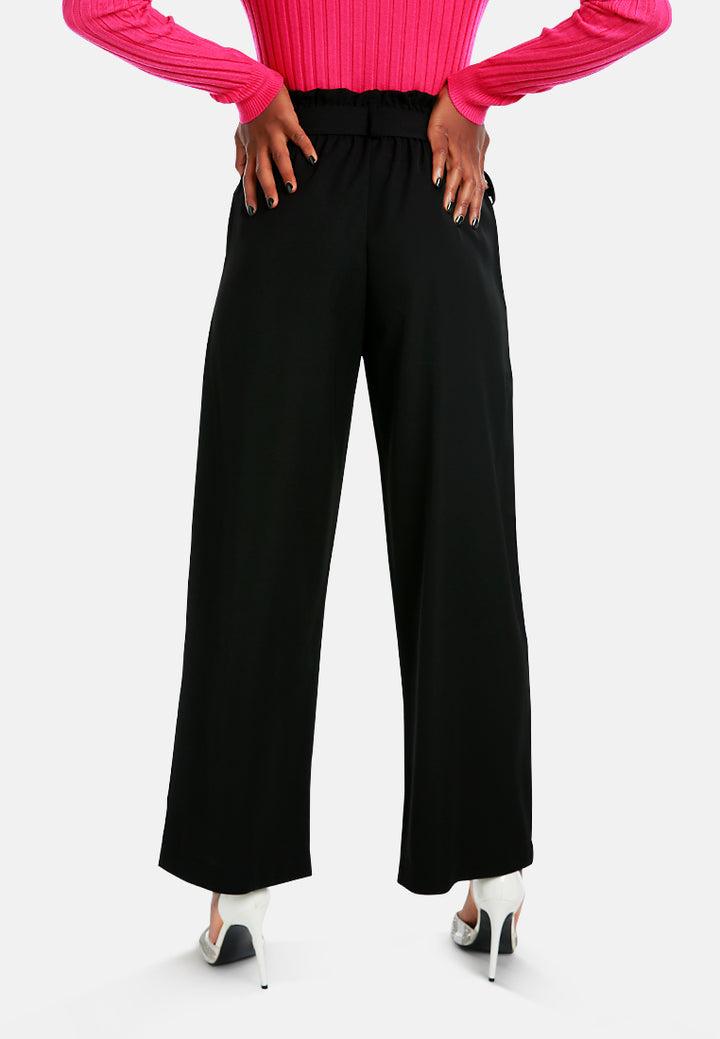 multi button high waisted pants#color_black