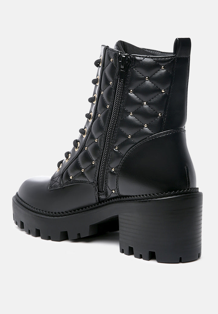nadal chunky quilted and studded ankle boots#color_black