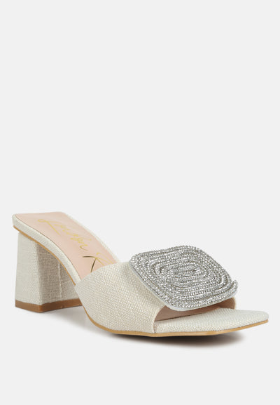 naflah rhinestone embellished slip on sandals#color_natural
