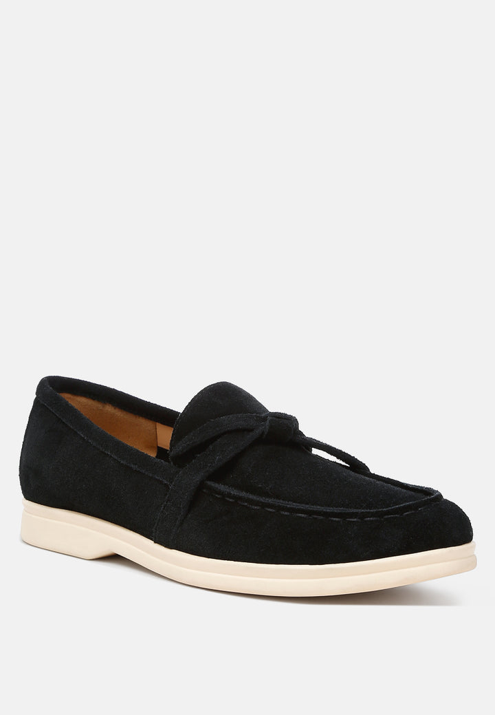 suede knot detailed loafers by ruw color_black