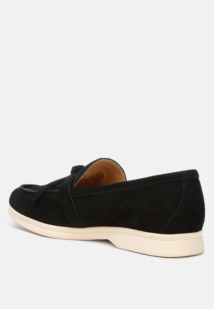 suede knot detailed loafers by ruw color_black