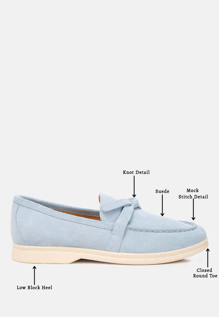 suede knot detailed loafers by ruw color_baby_blue