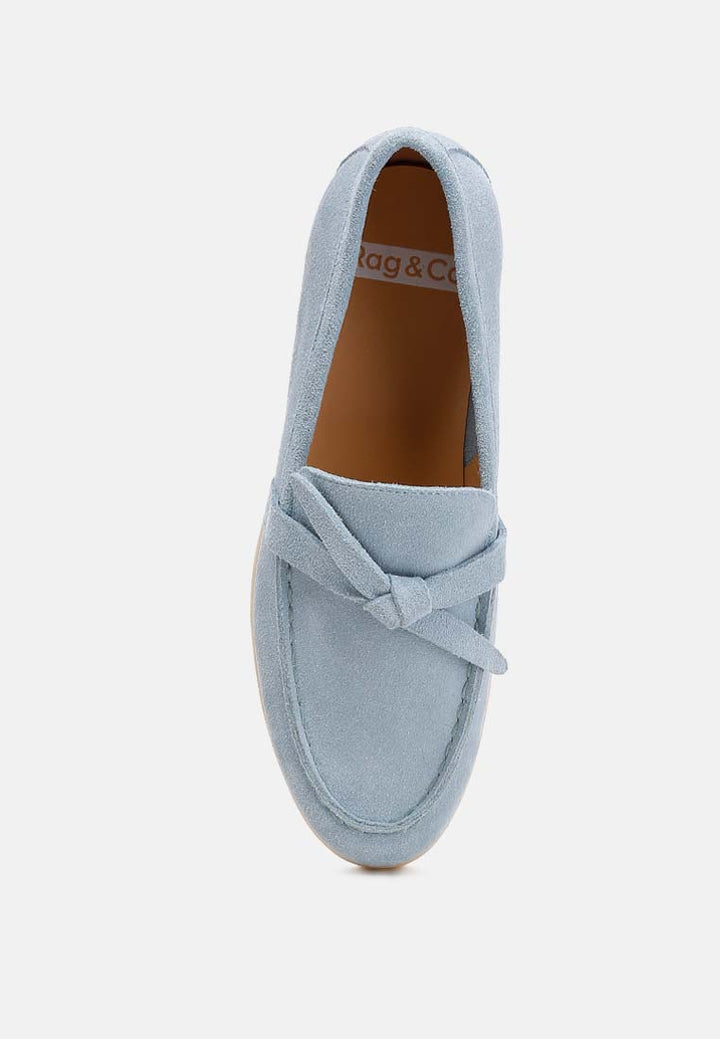 suede knot detailed loafers by ruw color_baby_blue