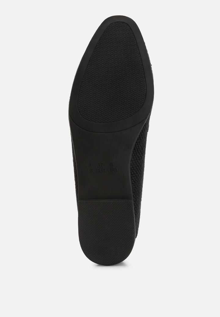 neoma horsebit detail flat canvas loafers#color_black