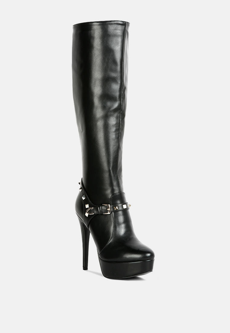 nephele silver stud stiletto calf boots#color_black