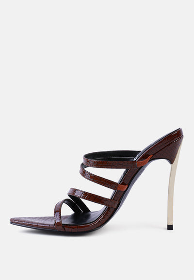 new affair croc metal high heeled sandals#color_espresso
