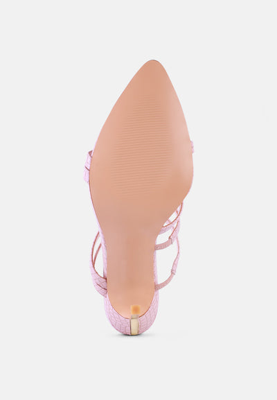 new affair croc metal high heeled sandals#color_pink