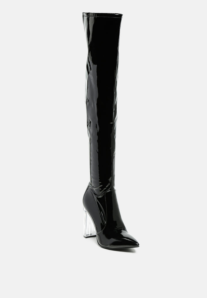 noire thigh high long boots in patent pu#color_black