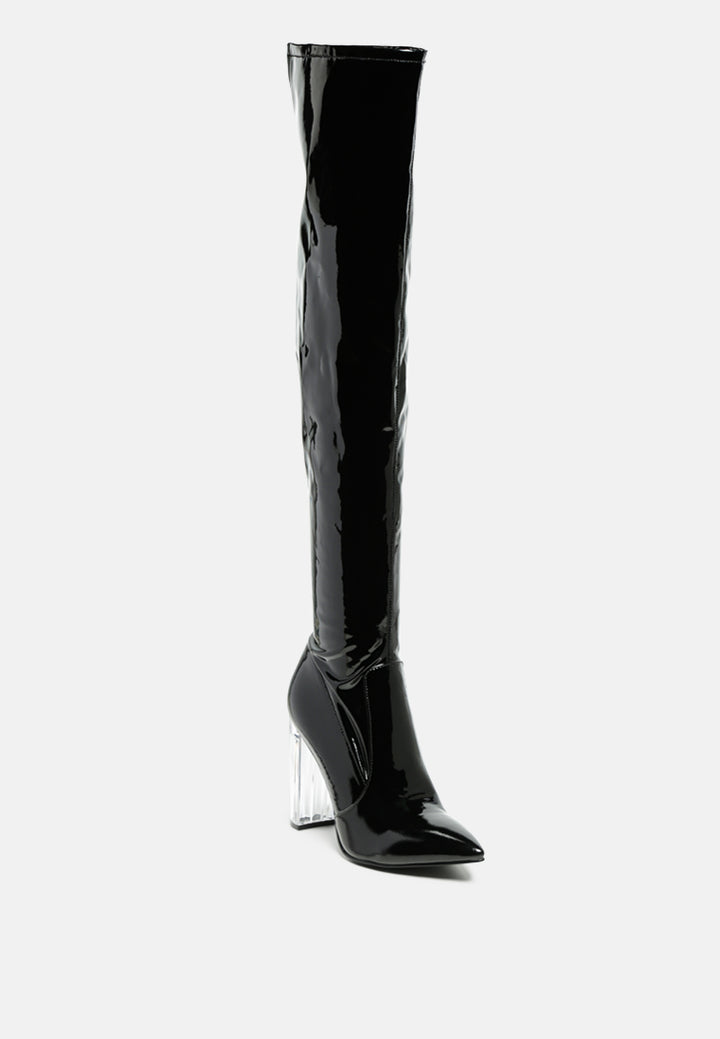 noire thigh high long boots in patent pu by ruw#color_black