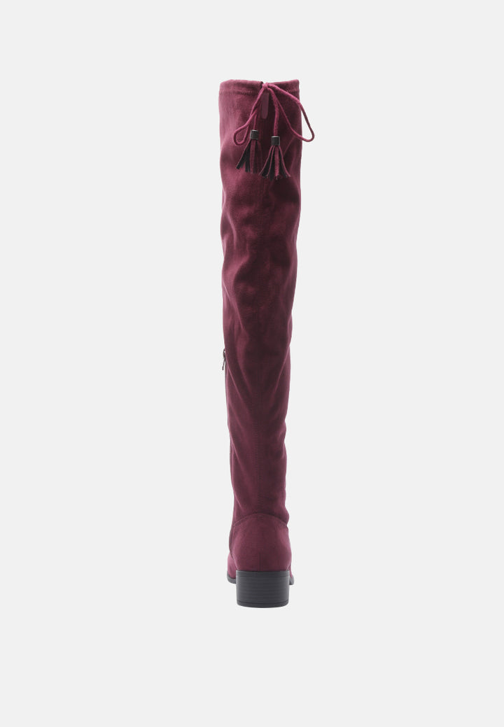 nople knee boots with drawstring#color_dark-red