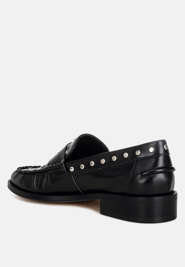 oglavia studs embellished leather loafers#color_black