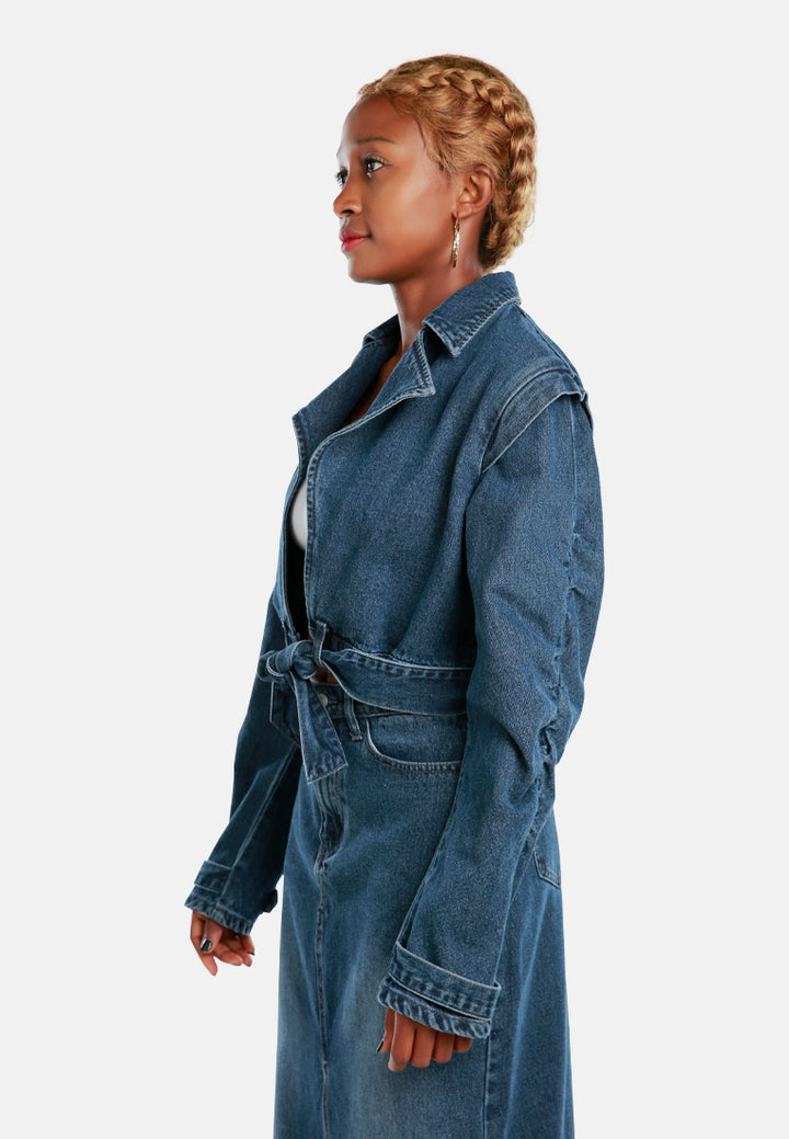 oh-so-pretty knotted denim jacket by ruw#color_mid-navy