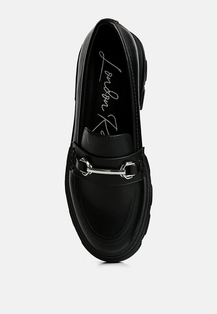 oklyn horsebit emblesihed chunky platform loafers#color_black