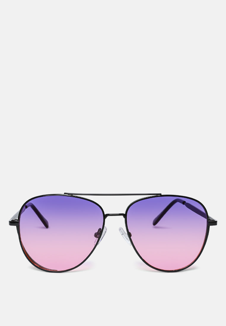ombre tinted aviator classic sunglasses#color_purple