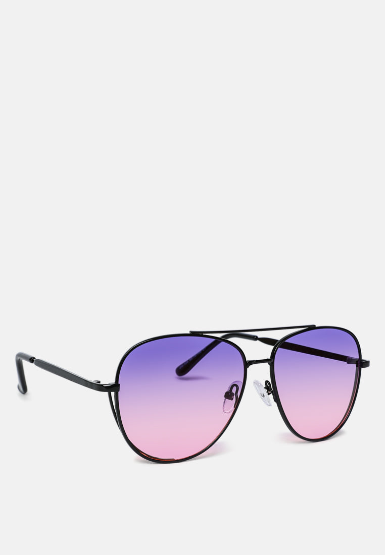 ombre tinted aviator classic sunglasses#color_purple