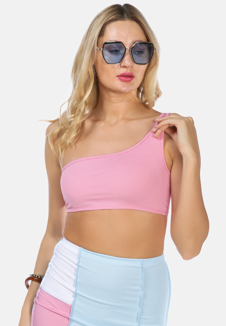 one shoulder bikini top by ruw#color_pink