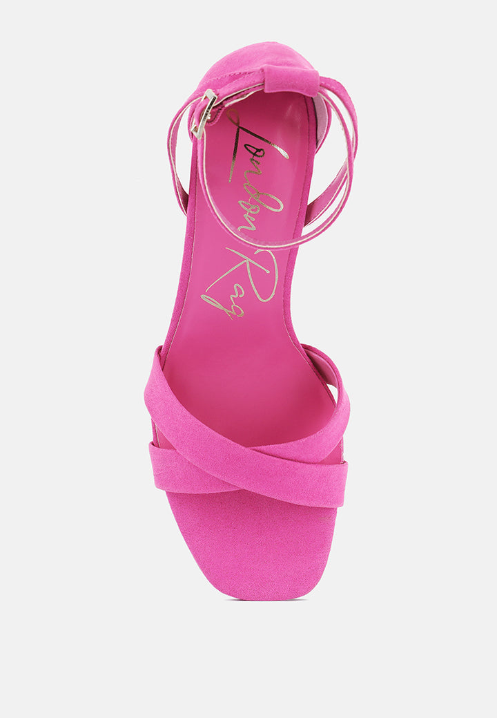 oraiku faux suede cross strap heels#color_pink