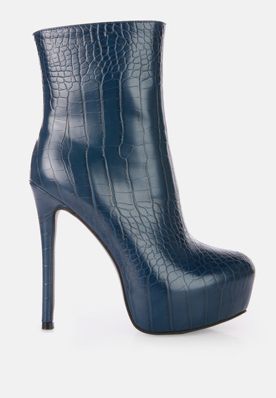 orion high heeled croc ankle boot#color_navy