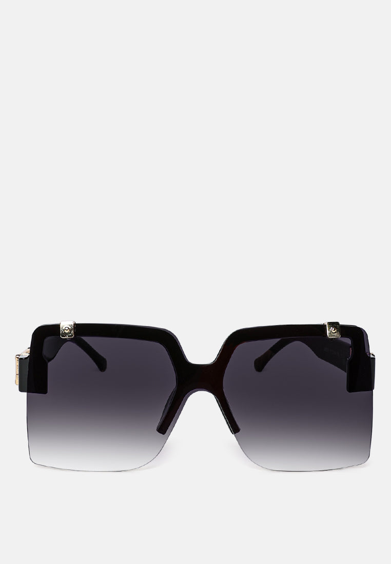 oversized half rim tinted square sunglasses#color_grey