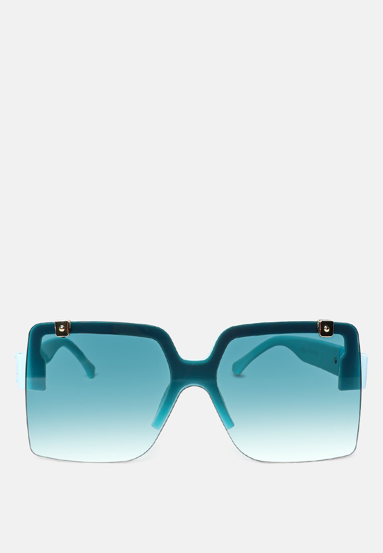 oversized half rim tinted square sunglasses#color_blue
