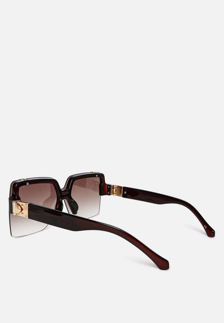 oversized half rim tinted square sunglasses#color_brown