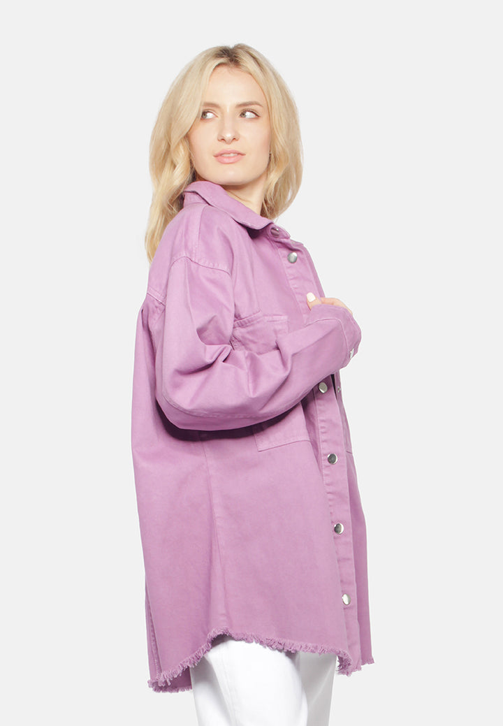 oversized long sleeve shacket#color_lilac