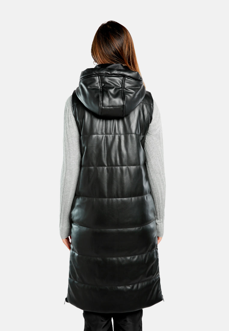 oversized quilted puffer sleeveless jacket#color_black