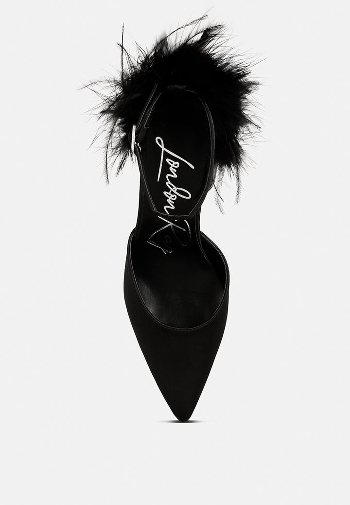 palmetta fur detail block heel sandals#color_black