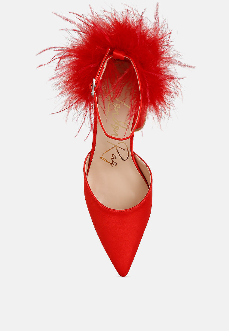 palmetta fur detail block heel sandals#color_red