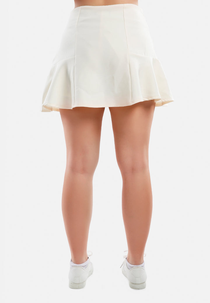 panelled flared mini skirt by ruw#color_off-white