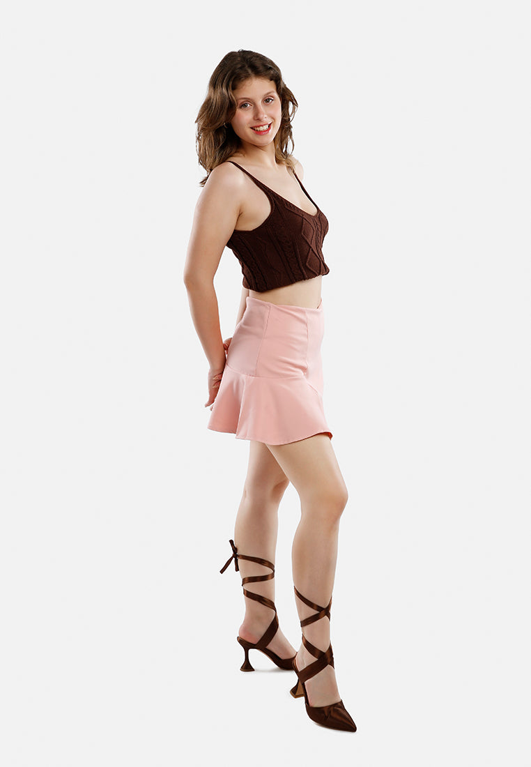 panelled flared mini skirt#color_pink