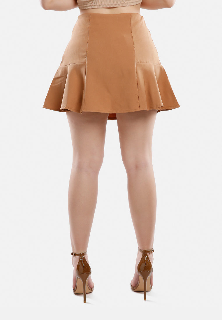 panelled flared mini skirt by ruw#color_camel