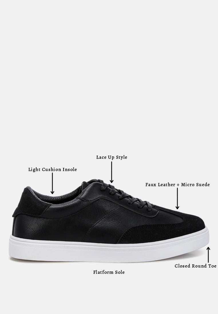 panelling detailed lace-up sneakers by ruw#color_black