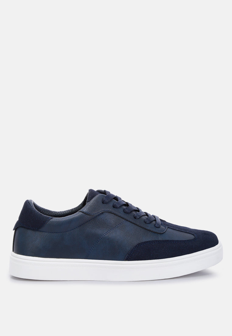 panelling detailed lace-up sneakers by ruw#color_navy