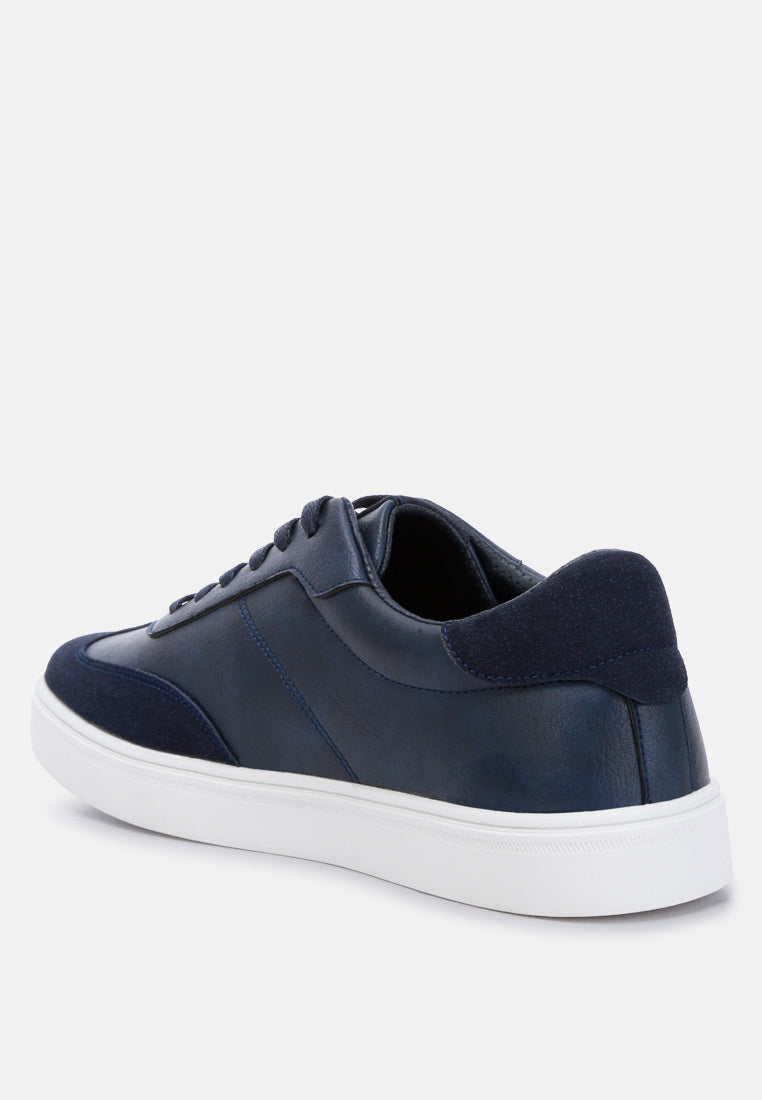 panelling detailed lace-up sneakers by ruw#color_navy