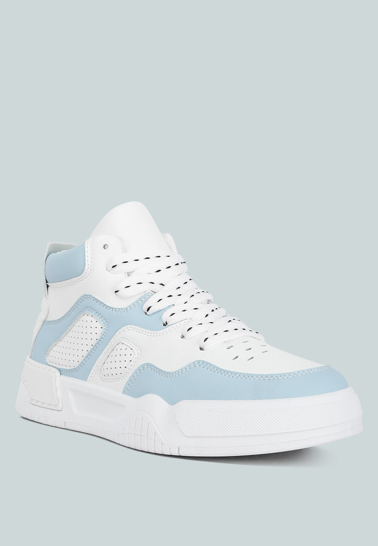 panelling detail ankle length sneakers#color_blue-white