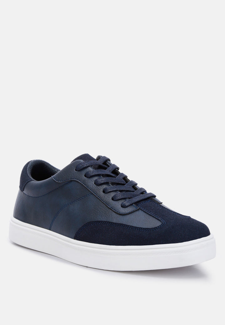 panelling detailed lace-up sneakers by ruw#color_navy