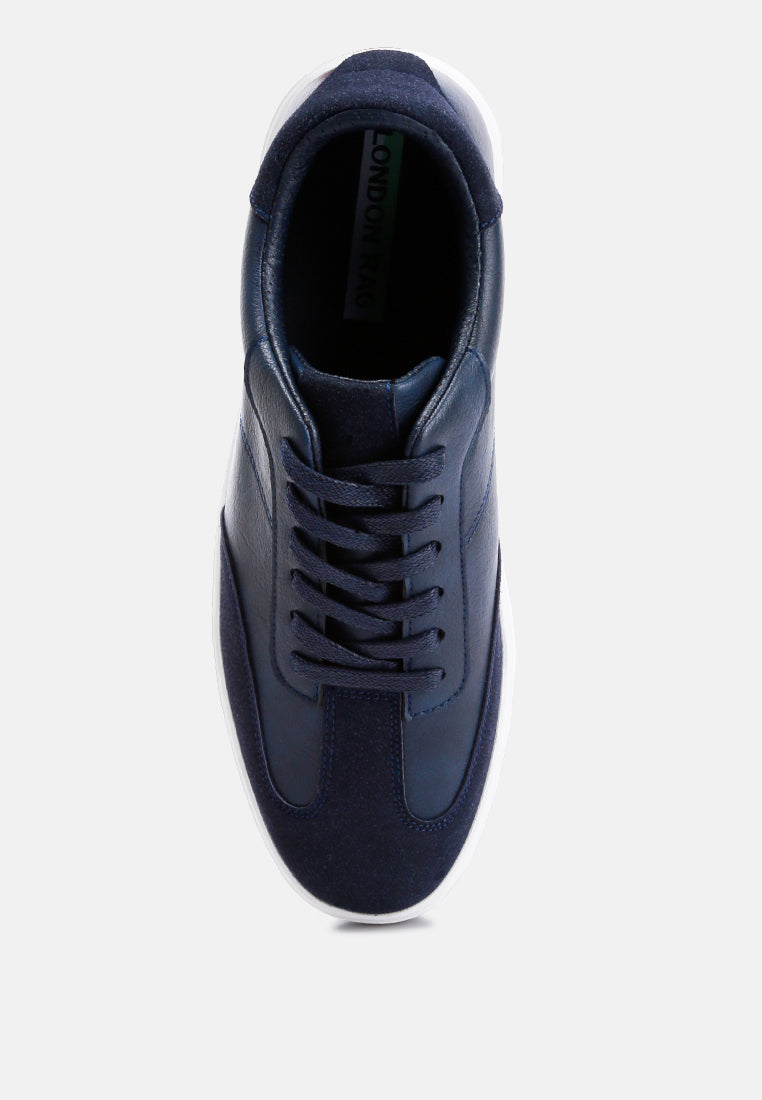 panelling detailed lace-up sneakers by ruw#color_navy