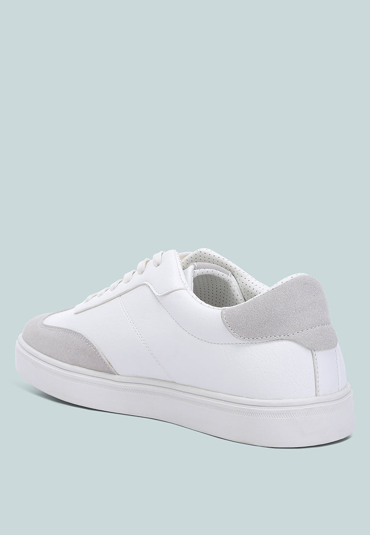 panelling detailed lace-up sneakers by ruw#color_white