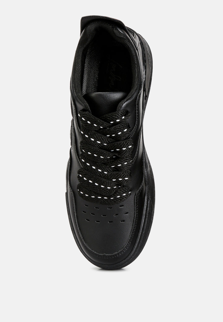 panelling detail flatform sneakers#color_black